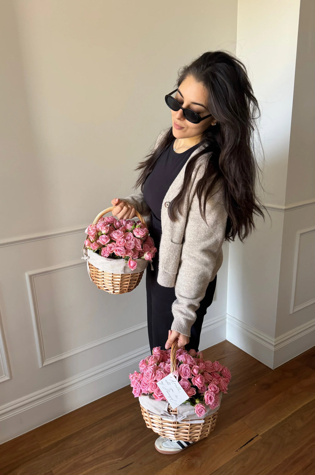 Light Pink Spray Rose FLWR Basket